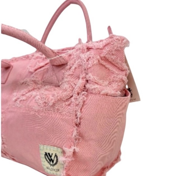 Wildfox Patchwork Denim Tote in Rose Clair nwt - Picture 3 of 5